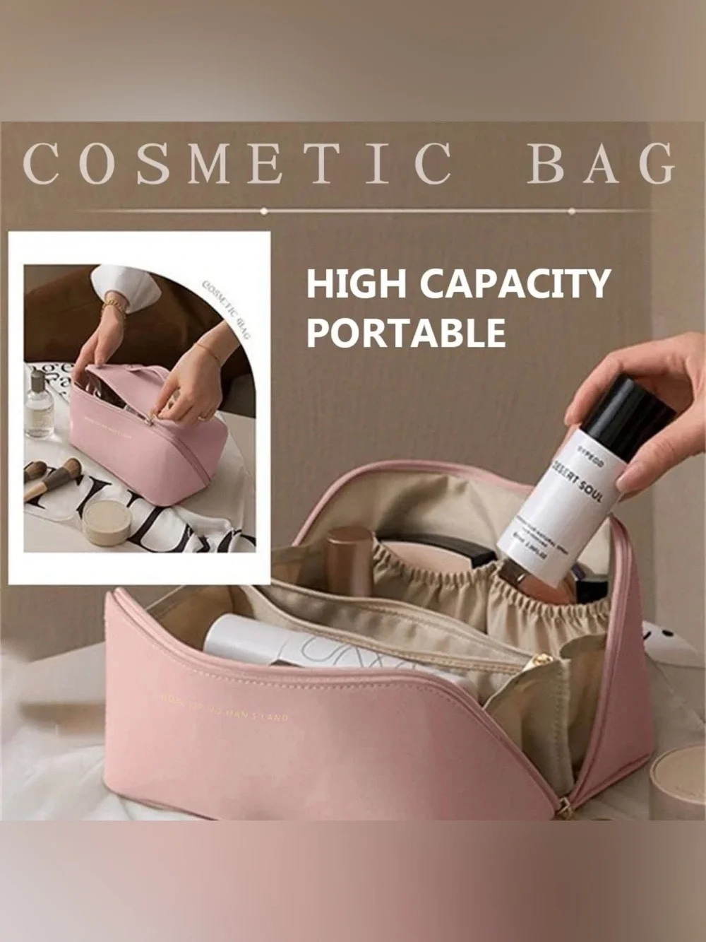 NEW Rose of No Man’s Land Large Lilac Travel Cosmetic Bag